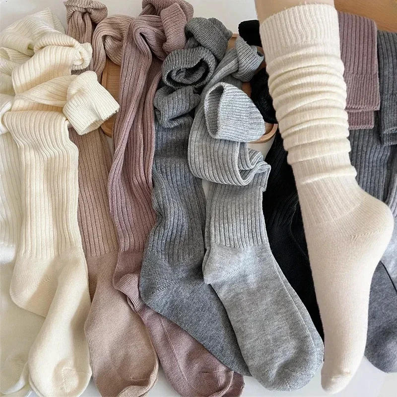 Description Picture 2 of itemSoft Wool Long Socks Women Autumn Winter Cashmere Solid Knitted Stocking Skinny Casual Knee High Fluffy Warm Thicken Girls Socks