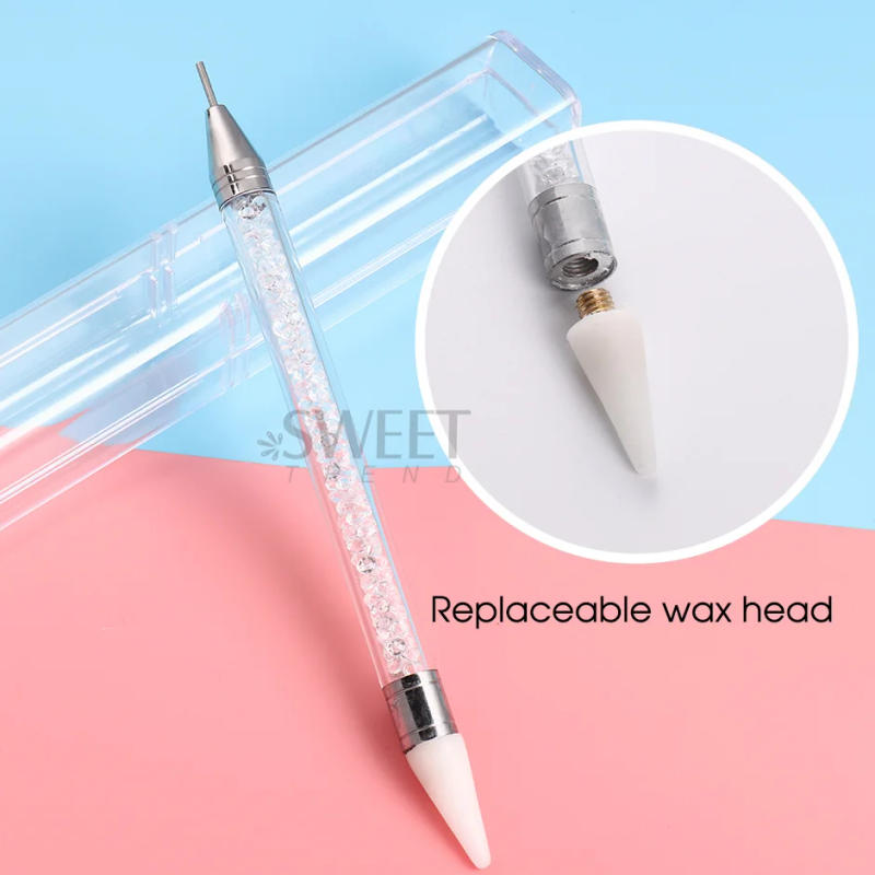 Description Picture 6 of item1pcs Crystal Double Head Point Drill Pen Gem Rhinestone Picker Wax Pencil 2Ways Use Sticking Picking Dotting Jewelry Tools