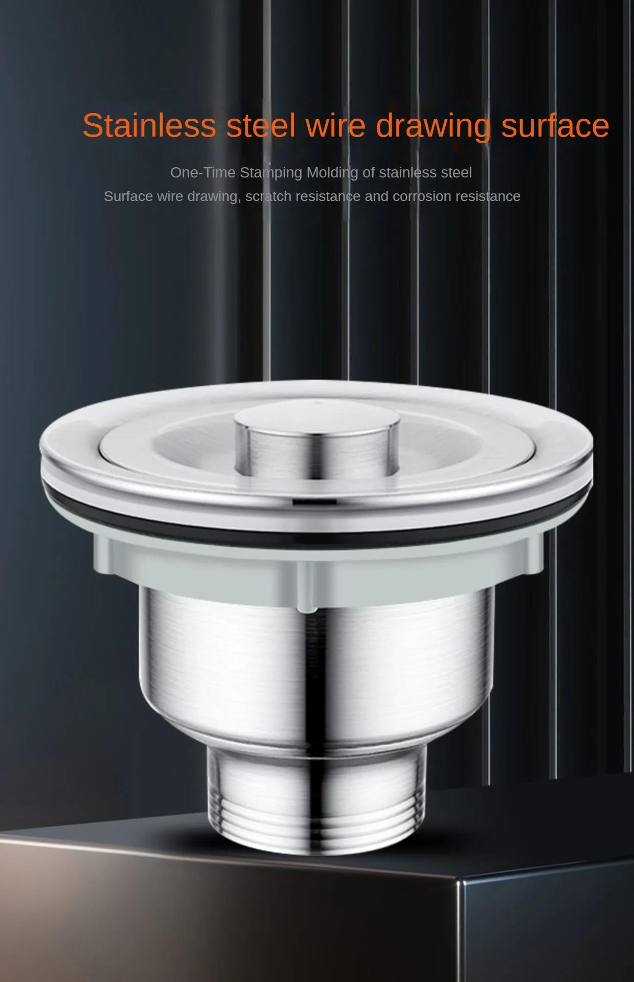 Description Picture 3 of item304 Stainless Steel Kitchen Sink Drainer Set Anti-odour Downpipe Washbasin Drain Head Accessories Single Sink Double