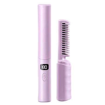 2 In 1 Lazy Straightener Hair Hot Comb Portable Mini USB Rechargeable Hair Straightener Brush Fast Heating Hair Styling Tools