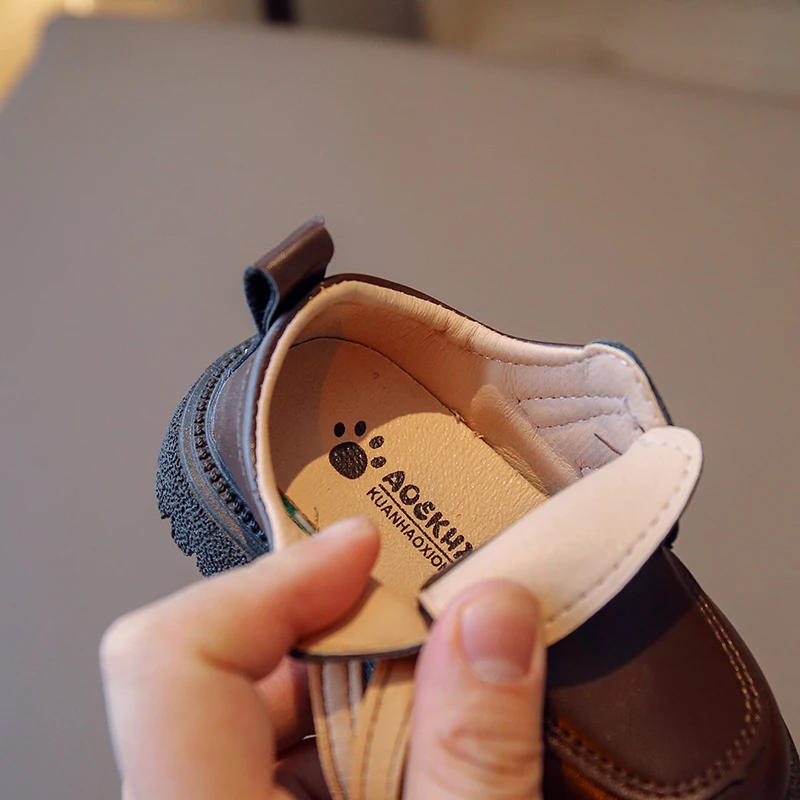 Description Picture 6 of itemKids Fall Leather Shoes Casual School Boys Girls Single Shoe Size 21-30 Toddler black brown round toe casual shoes for kids