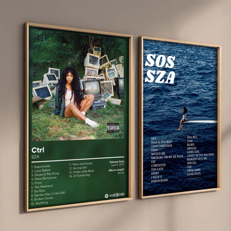 Description Picture 4 of itemNew Music Album SZA Sos Poster Aesthetics Rap Hip Hop Ctrl Canvas Painting Home Decoration For Wall Art Mural Fans Room Decor