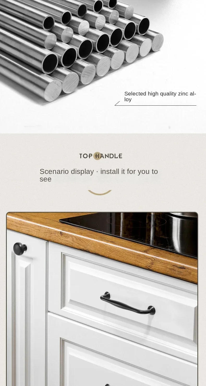 Description Picture 5 of itemBlack American Cabinet Handle Drawer Knobs Aluminum Alloy Kitchen Door  Knobs and Pulls Furniture Handles