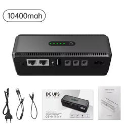 DC UPS Battery Backup 10400mAh 5V 9V 12V 2A 15V 24V 1A 2A Output Uninterruptible Power Supply 85‑265V UPS Battery Backup EU Plug