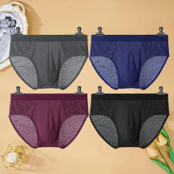 Men's Briefs Mesh Underwear Hombre Hole Large Size Sexy Panties Male Shorts Lingerie Breathable Underpants