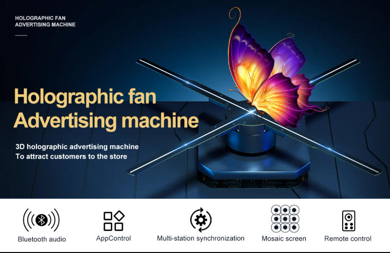 Description Picture 2 of itemP56 3D Hologram Advertising Projector Wifi Led Sign Holographic Lamp Player Remote Display 3D Fan Hologram Logo Light Display