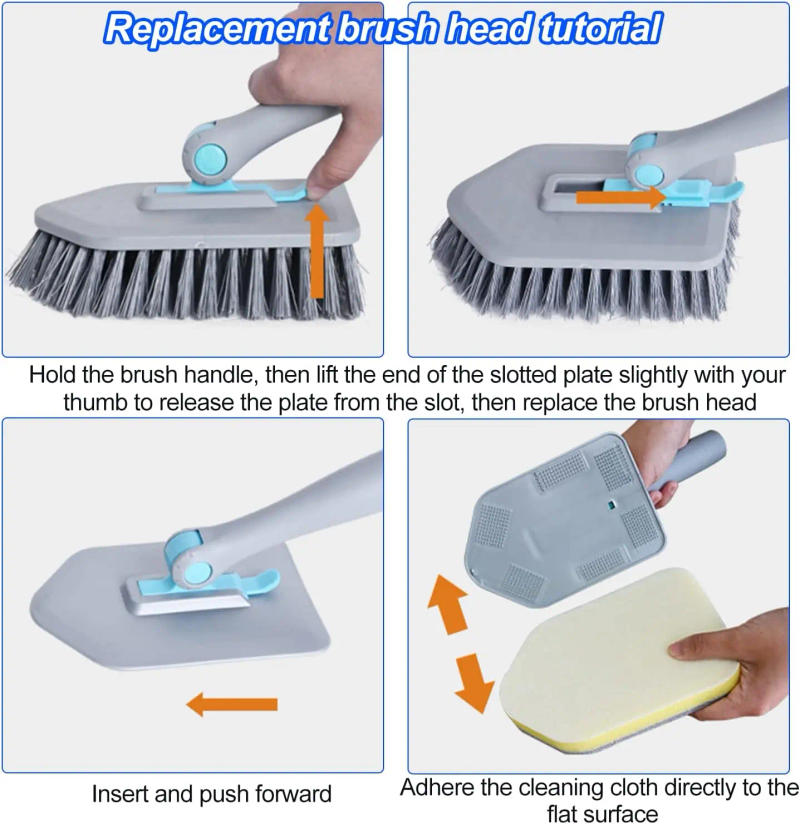 Description Picture 3 of itemBathroom Cleaning Brush Multifuctional Removable Long Handle Wall Self-Adhesive for Cleaning Bathroom Window Kitchen Tiles