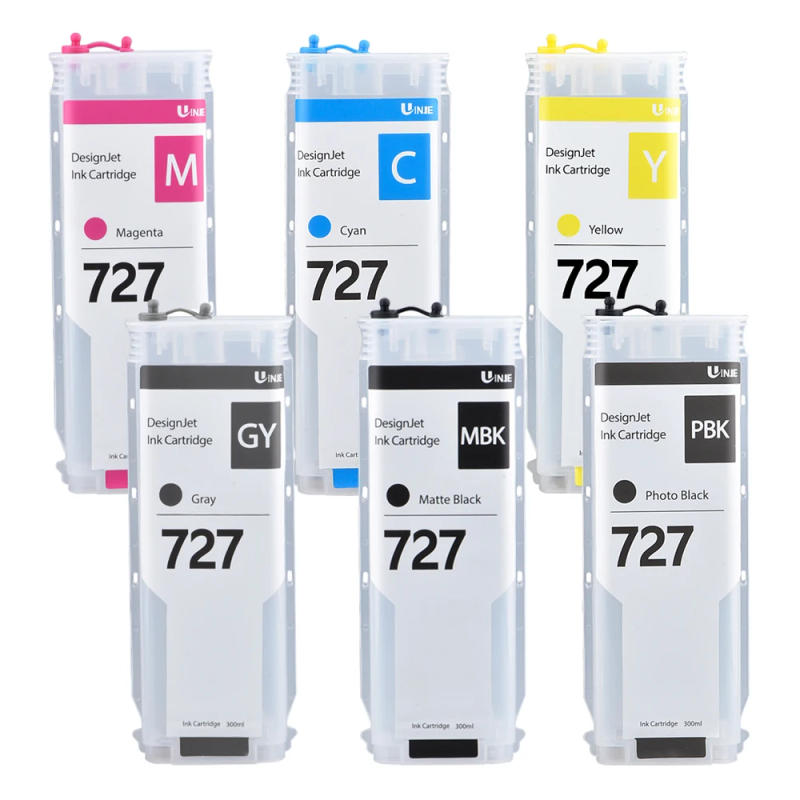 Description Picture 3 of item727 Ink Cartridge with Permanent Chip for HP 727 for HP DesignJet T920 T930 T2500 T2530 T1500 T1530 Printers 6 Colors 300mL
