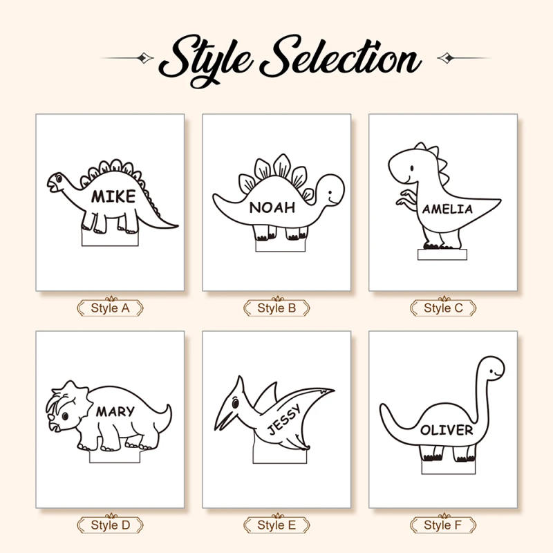 Description Picture 3 of itemKids Personalized Acrylic Night Light Dinosaur Perfect Birthday Gift for Girls Boys Custom Name Handmade Led Kids Bedroom Decor