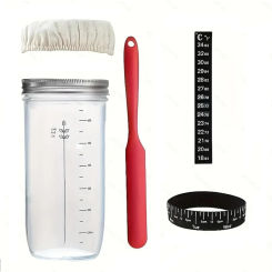 24 Oz Sour Dough Starter Container Sourdough Starter Jar with Date Marked Feeding Band, Thermometer, Silicone Scraper