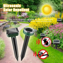 Solar Ultrasonic Rat Repellent Built-in Buzzer Outdoor Ultrasonic Garden Lawn LED Electronic Breeding Snake Repellent