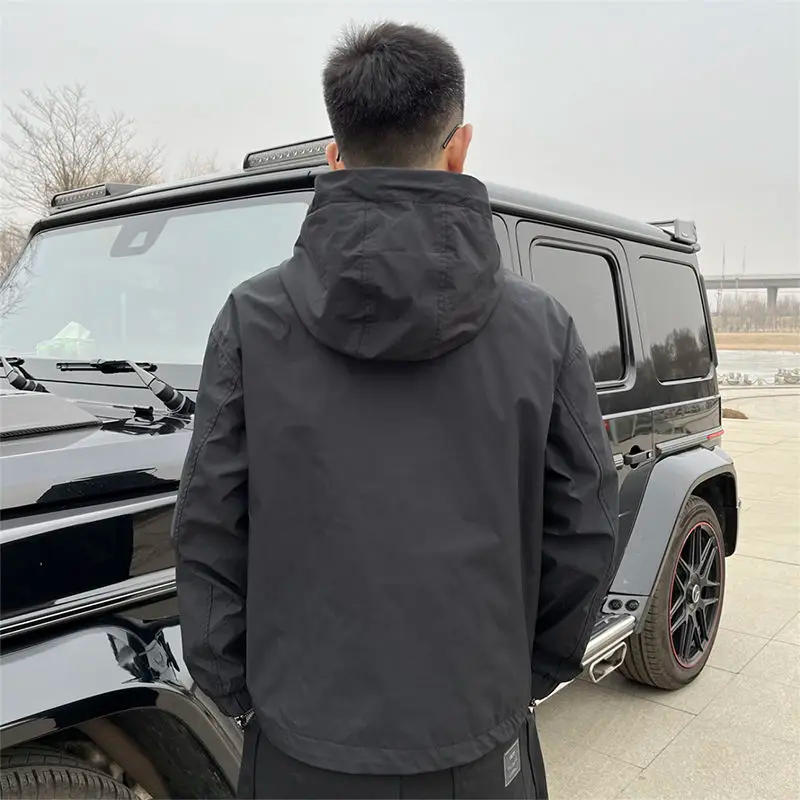 Description Picture 4 of itemMen Bomber Jacket Military Motorcycle Jacket Zipper Outdoor Windbreaker Pockets Long Sleeve Casual Coats Korean Sportswear New