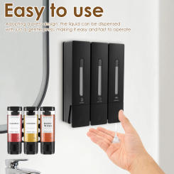 Liquid Soap Dispenser No Drill Wall Mounted Triple Shower Shampoo and Conditioner Dispenser for Home Hotel Bathroom Accessories