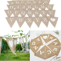 Party Flag Letter A-Z No.0-9 Diy Jute Burlap Bunting Banner Flags Candy Bar Wedding Decoration Baby Shower Favor Party Supplier