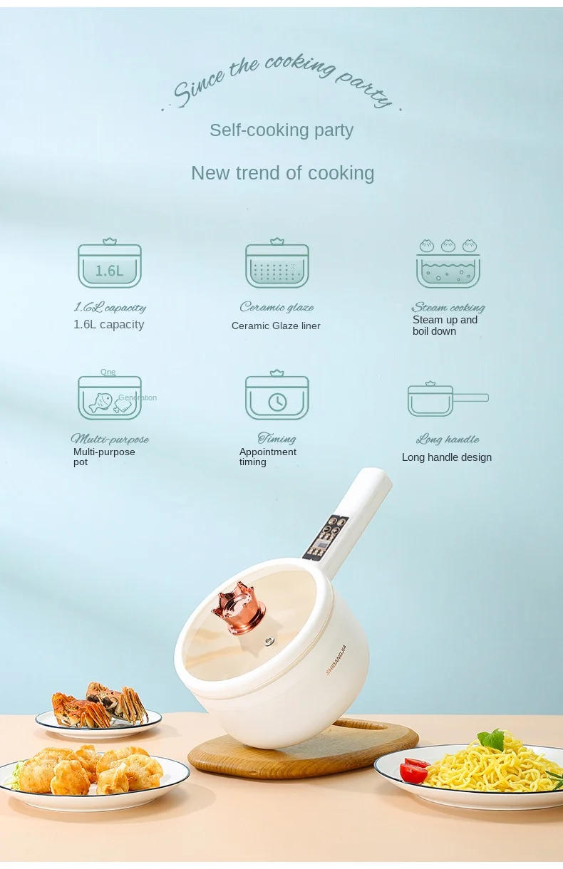 Description Picture 3 of item110V 220V Electric Hot Pot Household Rice Cooker Frying Pot Food Cooking Machine Multi Cooker 1 Layer/2 Layer Available