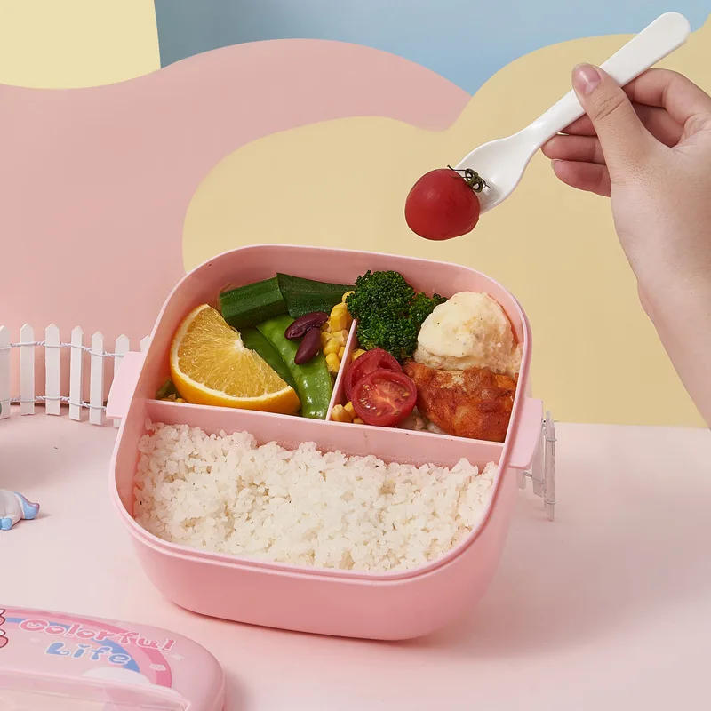 Description Picture 5 of itemBento Lunch Box for Kids Girls Cartoon Students Kawaii Cute Pony Heated 3 Grid Sandwich Snack Food Box Special Canteen