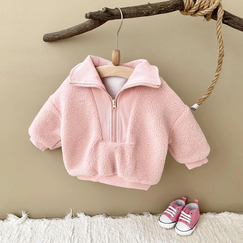Description Picture 6 of itemToddler Baby Boy Clothes 0-3Y Baby Girls Clothes Sherpa Fleece Thickened Baby Tops Sweatshirt Mock Neck Warm Winter Outwear