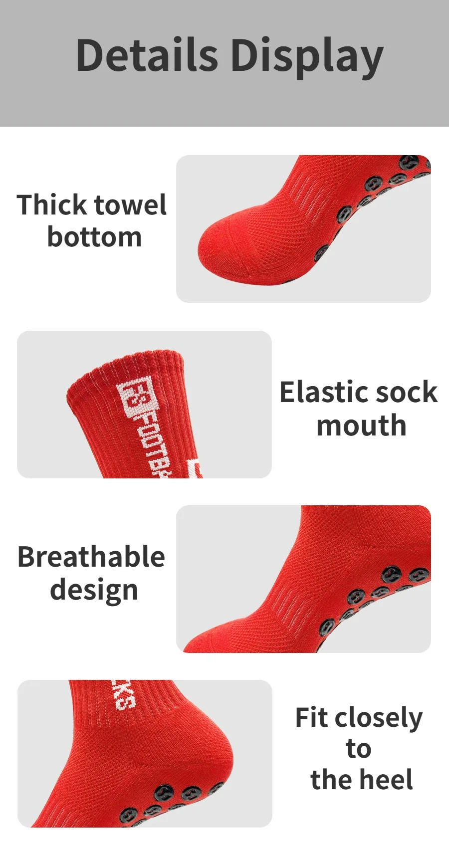 Description Picture 2 of itemNew Mid-barrel Football Socks Anti-slip Silicone Bottom Thickened Towel Cushioning Soccer Socks sports Basketball socks