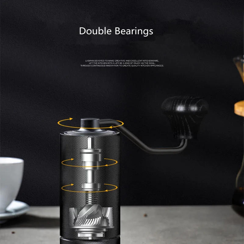 Description Picture 3 of itemManual coffee bean grinder CNC small household hand coffee grinder CNC Stainless Steel Professional Double Bearing Adjustable