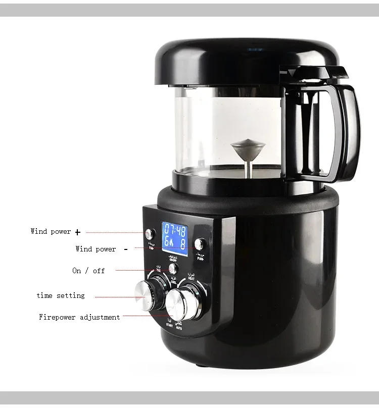 Description Picture 6 of item80-100g CE/CB Home Coffee Roaster Electric Mini No Smoke Coffee Beans Baking Roasting Machine 110-240V 1400W
