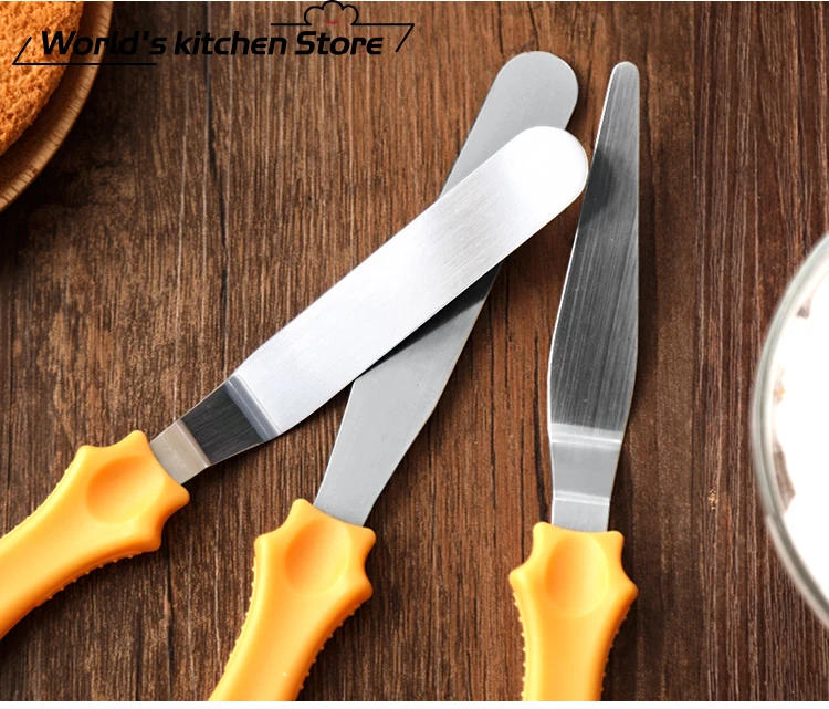 Description Picture 4 of item3pcs/set Blade Angled Espatula Spatula Cake Icing Spatula Smooth Filling Tool Cutter Set Wedding Valentine Baking Pastry Tool