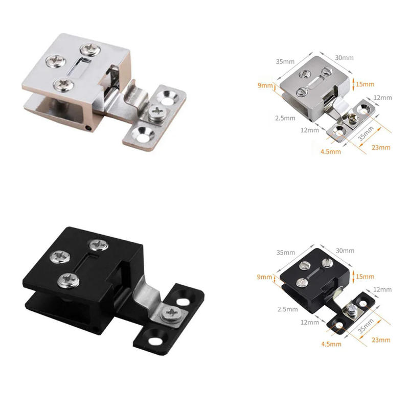 Description Picture 2 of itemHigh Quality Cabinet Hinges Door Hinge Bathroom Durable Black / Silver Zinc Alloy Cabinet Gate Clamp Cupboard Display