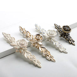 European Rose Flower Kitchen Cabinet Handles Zinc Alloy Drawer Knobs Wardrobe Cupboard Door Pulls Furniture Handle Hardware