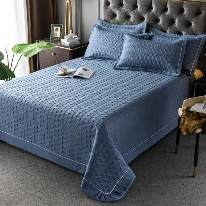 Description Picture 5 of itemLuxury Solid Color Quilted Polyester/Cotton Bed Skirt Bedspread Quilt Coverlet Bed Cover Pillowcases Blanket