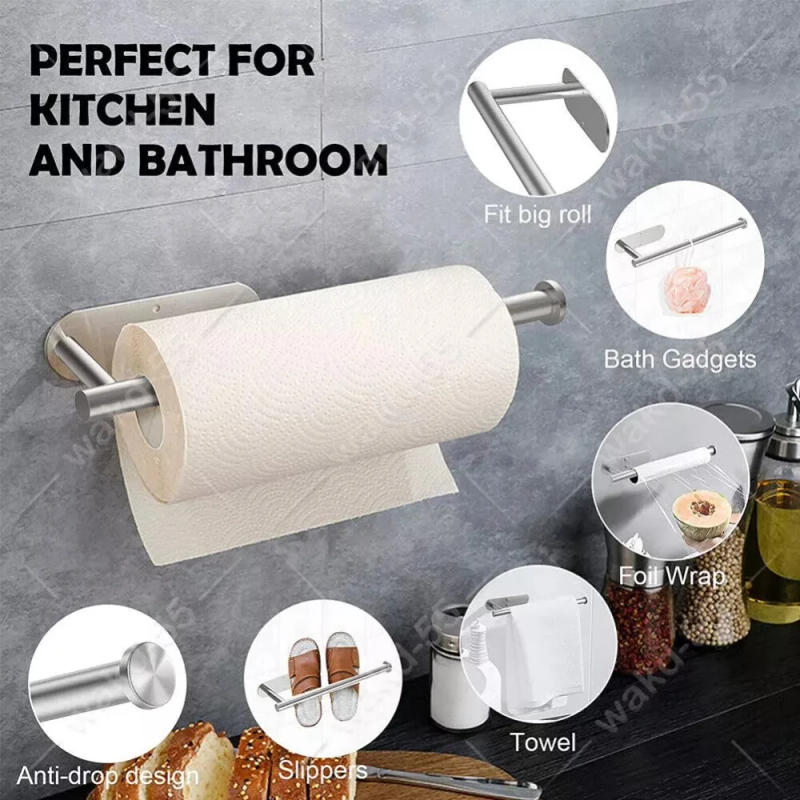 Description Picture 4 of itemModern Kitchen Roll Paper Towel Holder Stainless Steel No Drilling Toilet Roll Holder Wall Mount Home Decor Storage Rack Toilet