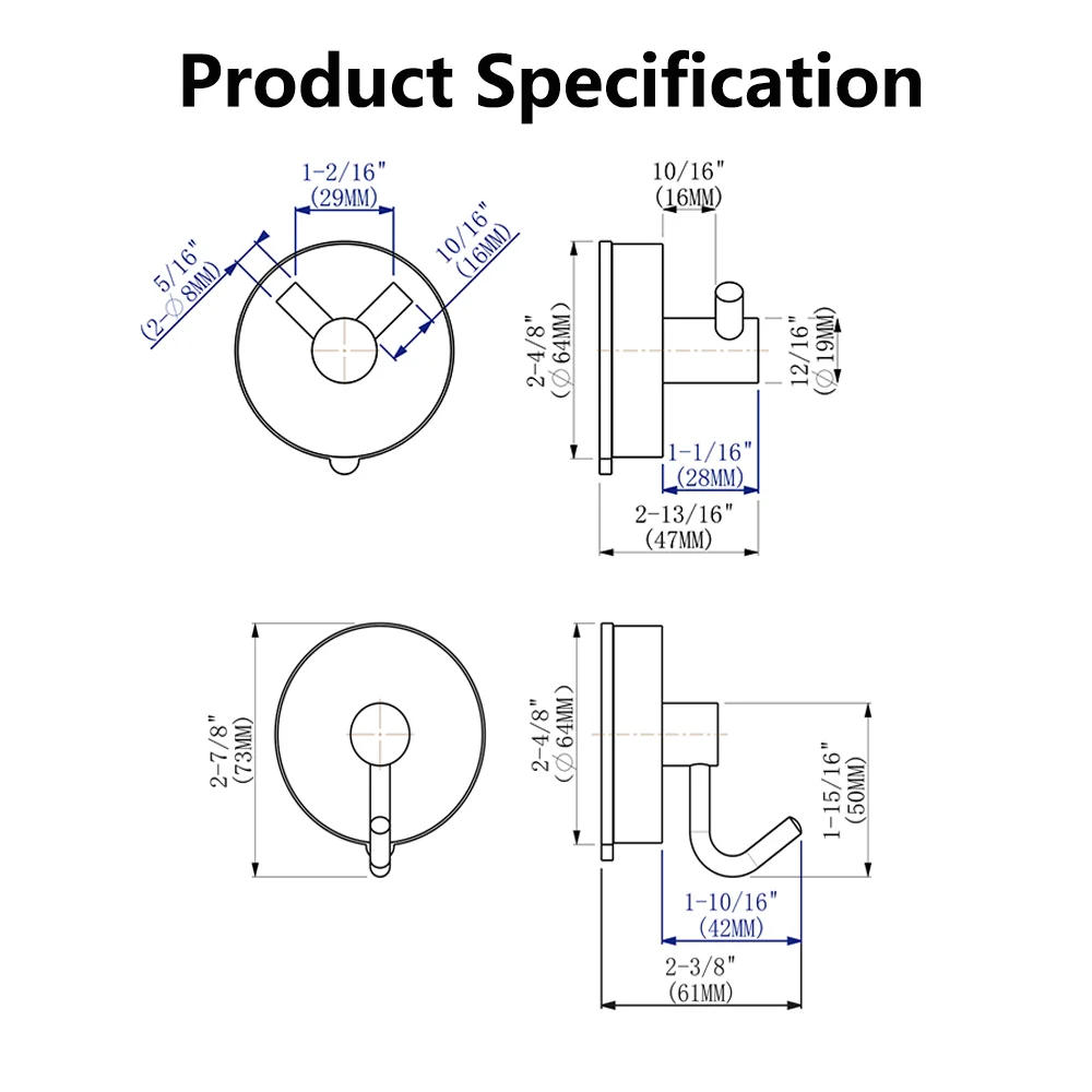 Description Picture 3 of item2/4/6 PCS Door-Use Hook, Durable Suction Hook, Key-Use Hook, House-Use Hook Suitable for Kitchen, Living Room, Bathroom and etc.