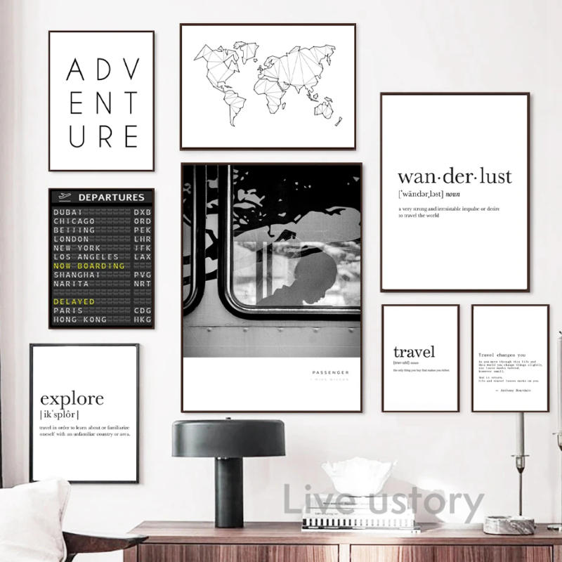 Description Picture 3 of itemAIRPORT BOARD Destination Board Posters and Prints , Travel Board Quote Art Canvas Painting Pictures Honeymoon Travel Decoration