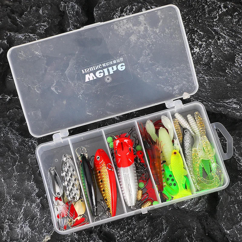 Description Picture 5 of itemFishing Lure Kit 78 Pieces Complete Set Minnow VIB Metal Artificial Lures Spoons Soft Bait Jig Head Worm Hook