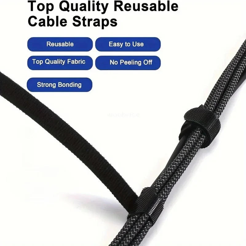 Description Picture 4 of item10-100pcsReleasable Cable Organizer Ties Mouse Earphones Wire Management Nylon Cable Ties Reusable Loop Hoop Tape Straps Tie
