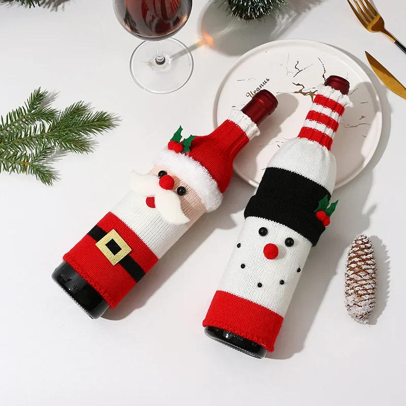 Description Picture 3 of itemWine Bottle Bag Christmas Decoration Santa Claus Snowman Knitted Wine Bottle Cover Merry Christmas Decoration Wine Bags