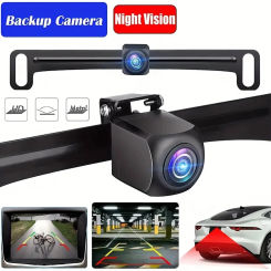 Universal Rear View Camera License Plate Backup Camera Bracket-Mounted, Reverse Night Vision Parking Assistance Camera for Car