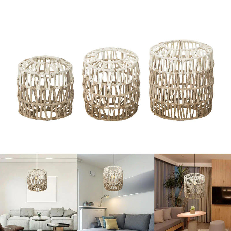 Description Picture 4 of itemPaper Rope Lampshade Hanging Lamp Cover, Ceiling Light Shade, Woven Lamp Shade Woven Pendant Lampshade for Farmhouse