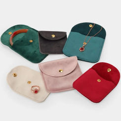 5Pcs Velvet Gift Jewelry Bag Snap Button Packaging Pouch Necklace Earrings Ring Storage Pouch Wrapping Pouch