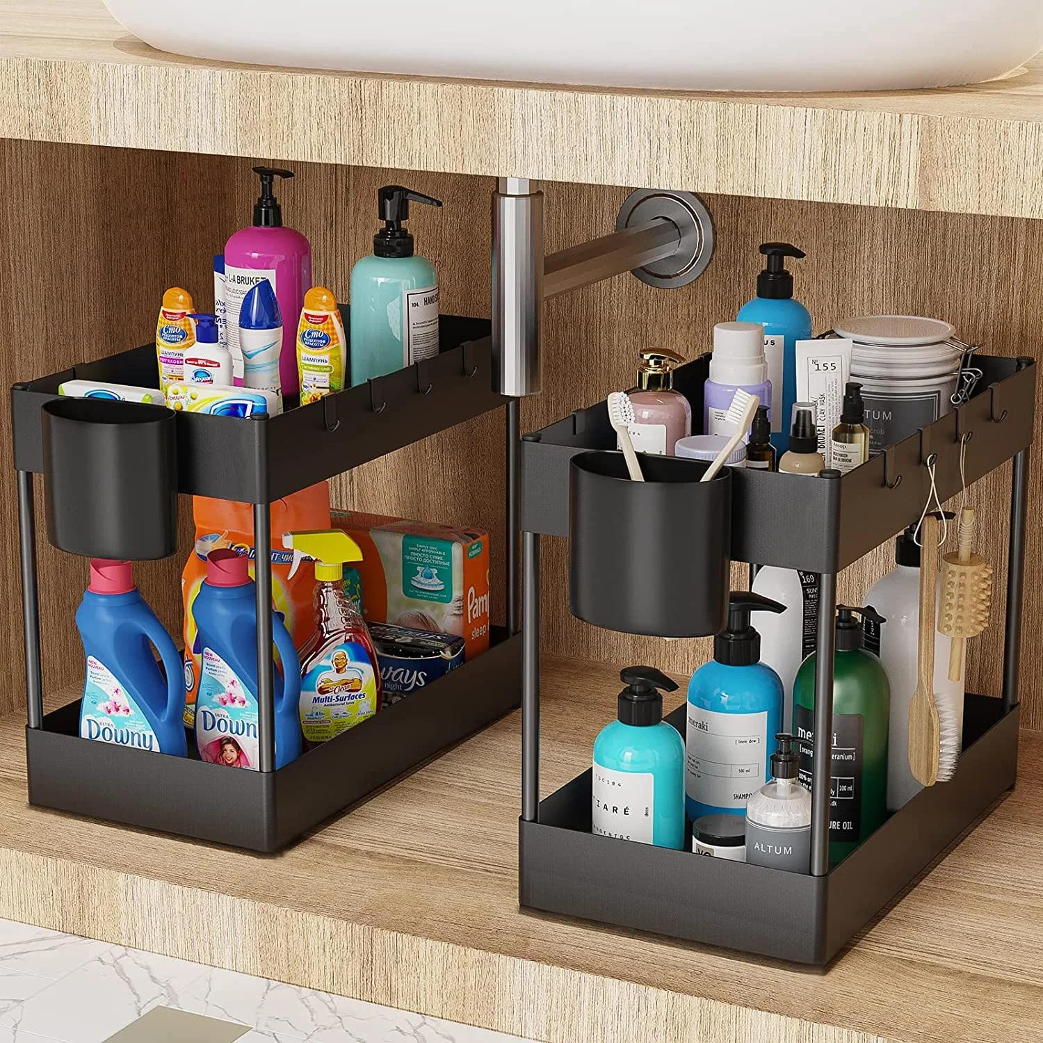 Description Picture 5 of item2-Tier Under-Sink Organization and Storage Kitchen Organizer with Dual Sliding Cabinet Drawers Multi-Purpose Storage Rack
