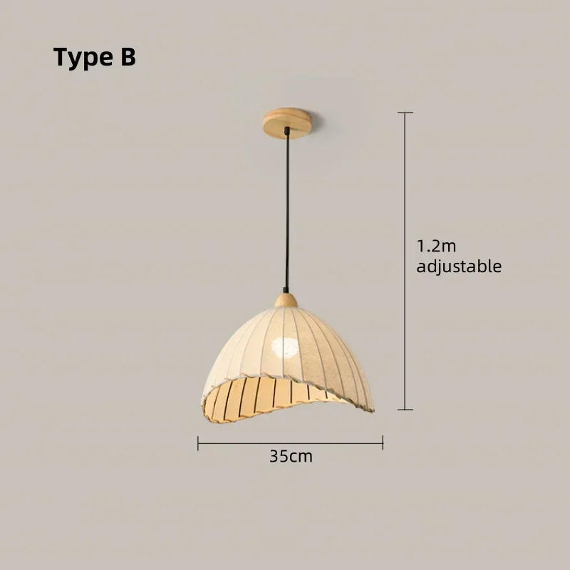 Description Picture 4 of itemJapanese LED Pendant Light Retro Fabric Lotus Shape Homestay Tea Room Restaurant Hanging Lamp Decoration Lighting Fixtures