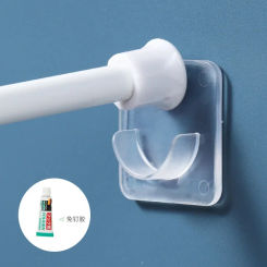 2Pcs Punch-free Household Telescopic Pole Support Sticker Nail-Free Adjustable Rod Holder Crossbar Wall Hooks Fixing Bracket