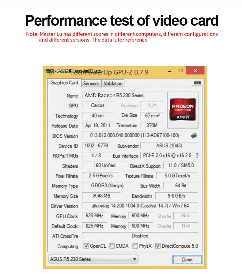 Description Picture 4 of itemSZMZ AMD Radeon Video Card R5 230 2GB Graphic Card Office GPU Computer Graphics Card for Base Use Placa De Video