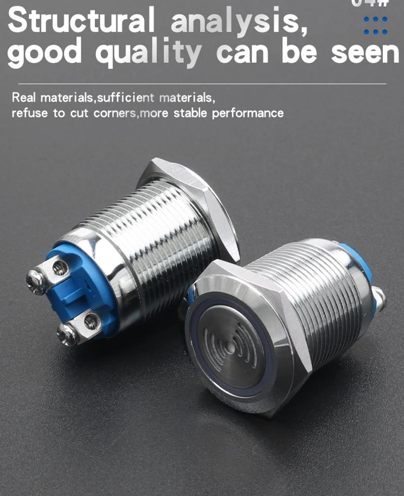 Description Picture 5 of item16mm 19mm 22mm Waterproof Metal Buzzer Stainless Steel Loud LED Light Flash 12V 24V Indicator Red Lamp Alarm Warning Buzzer