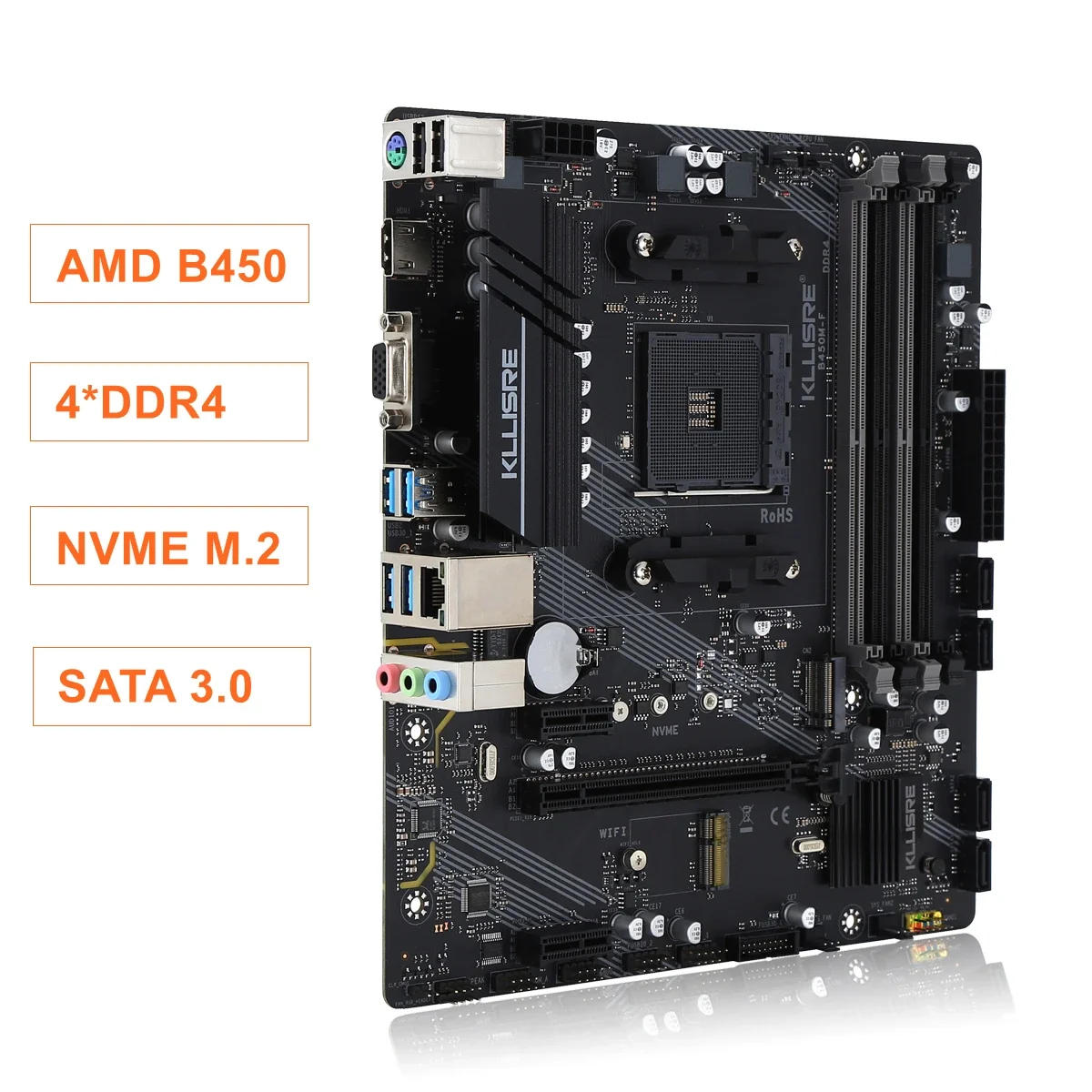 Description Picture 3 of itemKllisre B450 B450M motherboard dual-channel DDR4 SATAIII M.2 NVME supports Ryzen am4 cpu