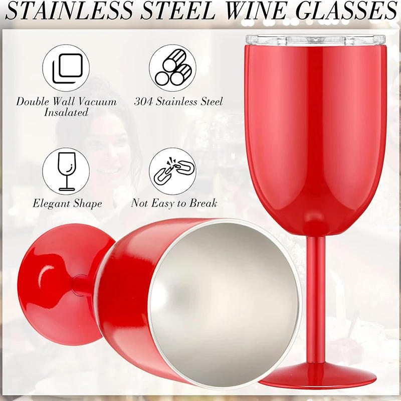 Description Picture 4 of item10oz Double layered Stainless Steel Goblet Red Wine Cocktail Glass U-shaped Metal Tall Champagne Glass Bar Creative Goblet Glass