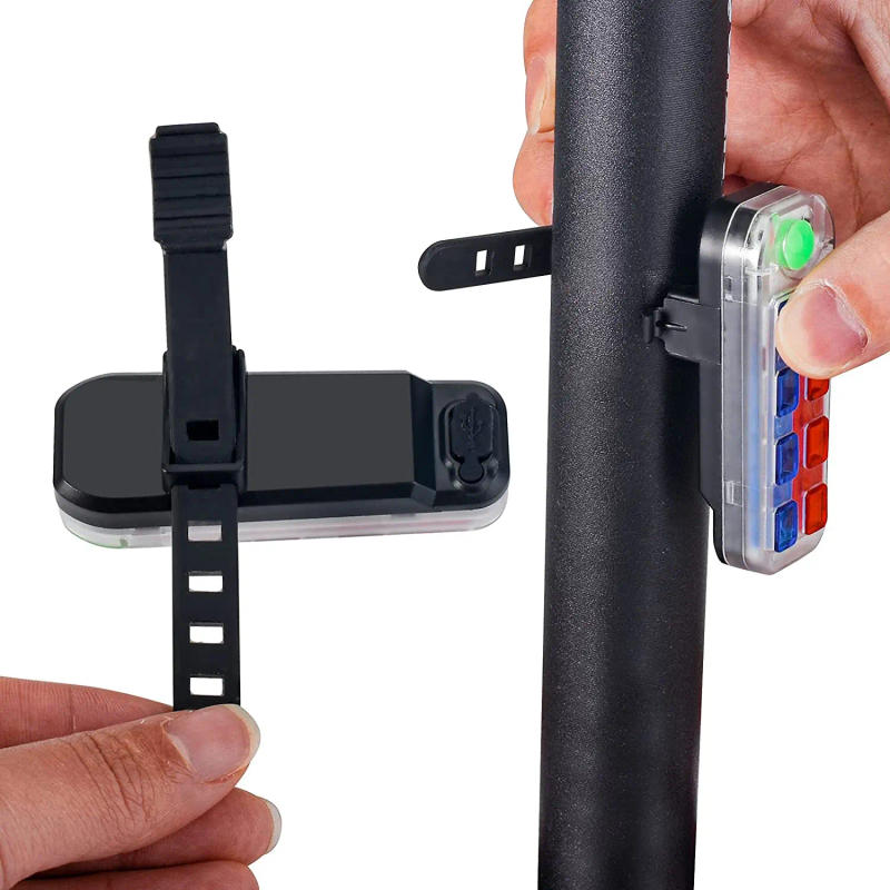 Description Picture 5 of itemBicycle Tail Light Safety Warning Red Blue Light Rechargeable Bike Rear Lights 8 LED Waterproof Outdoor MTB Cycling Taillight