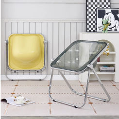 INS design Folding stool Transparent acrylic living room chair Terrace outdoor Folding chairs mid century makeup Stool Portable