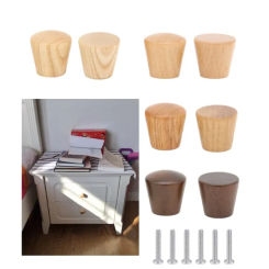 6Pcs Small Wood Cone Cupboard Furniture Drawers Pulls Handles with Screws for Wardrobe Dresser Closet Round Wooden Cabinet Knobs