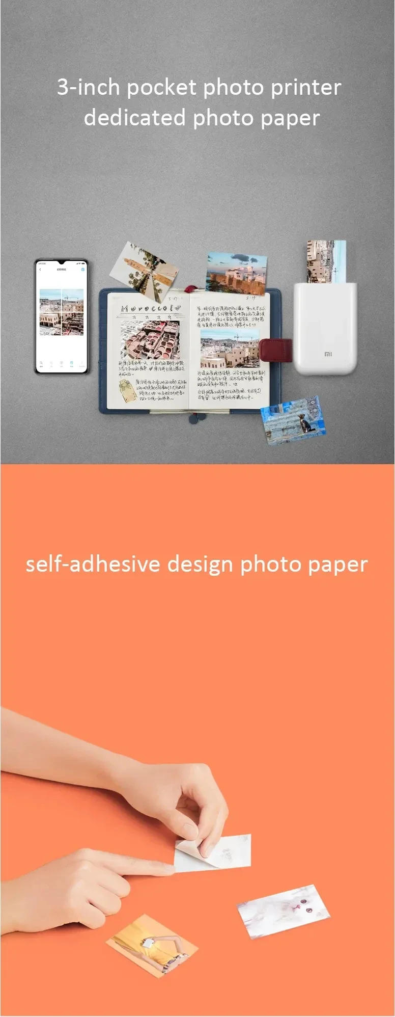 Description Picture 3 of item100 Pieces Global Version Original Xiaomi Zink 2"x3" Premium Photo Paper 20 Pack Sealed New For Xiaomi ZINK AR Pocket Printer 1s