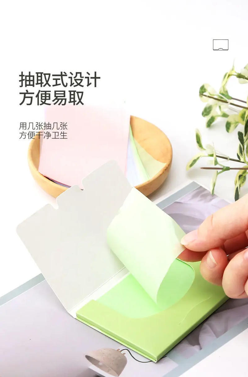 Description Picture 5 of item100 Sheets/pack Facial Oil Blotting Paper Protable Cleansing Face Oil Control Paper Beauty Makeup Tools Oil Makeup Extractive