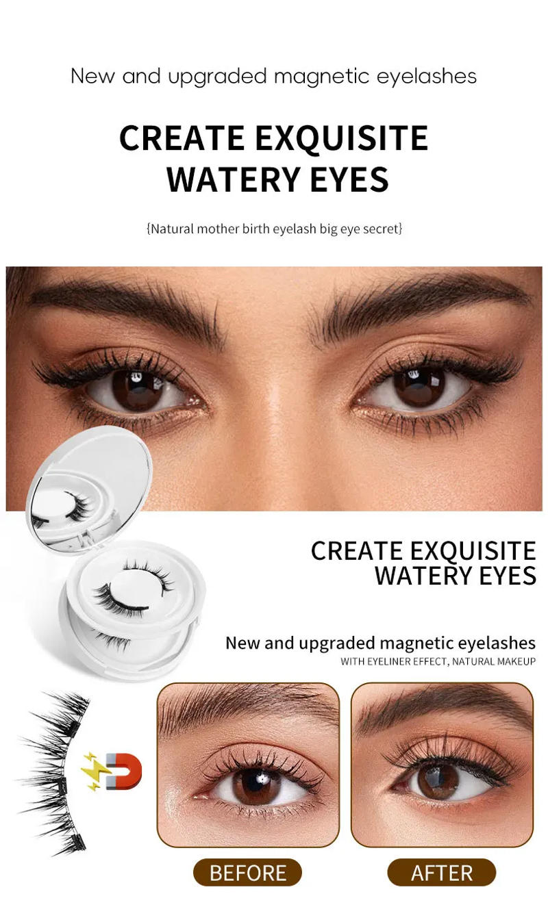 Description Picture 5 of item[Two sets of magnetic false eyelashes] Hot glue-free false eyelashes, presenting a net red natural naked feeling and imitating m